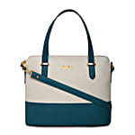 KLEIO Leatherette Twin Colour Hand Bag Green N White