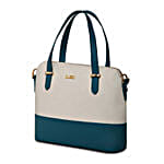 KLEIO Leatherette Twin Colour Hand Bag Green N White