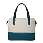 KLEIO Leatherette Twin Colour Hand Bag Green N White