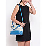 KLEIO Leather Twin Colour Hand Bag- Turquoise