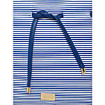 KLEIO Striped Leatherette Big Tote Handbag Blue