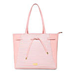 KLEIO Striped Leatherette Big Tote Handbag Pink