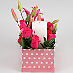 Aqua Pink Roses & Oriental Lily In Beautiful Box