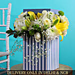 Asiatic Yellow Lily & White Roses In Beautiful Box