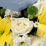 Asiatic Yellow Lily & White Roses In Beautiful Box