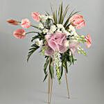 Beautiful Flowers Bunch With Iron Stand