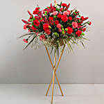 Elegant Bunch Of Flowers In Basket With Iron Stand