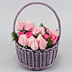 Ema & Aqua Roses In Handle Basket