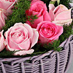 Ema & Aqua Roses In Handle Basket