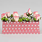 Ema Roses & Green Daisies In Candle Box