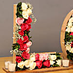 Love Shaped Roses Arrangement On Wooden Base