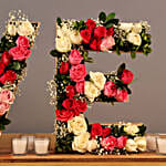 Love Shaped Roses Arrangement On Wooden Base