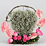 Pink Anthurium & Roses Arrangement