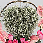 Pink Anthurium & Roses Arrangement