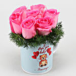 Pink Roses In Personalised V-Day Mug