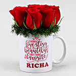 Red Roses In Personalised Love Story Mug