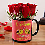 Red Roses In We Bee-long Together Personalised Mug