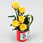 Yellow Roses In Personalised Love You V-Day Mug