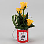 Yellow Roses In Personalised Love You V-Day Mug