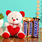 Assorted Snickers Chocolates With Red & White Teddy