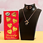 Choco Swiss Butterscotch Slab With Earrings & Pendant