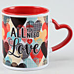 All You Need Is Love Red Heart Handle Mug