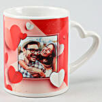Personalised In-Love White Heart Handle Mug