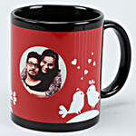 Personalised Couple Photo Black Mug With Love Umbrella Card
