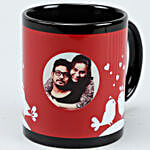 Personalised Couple Photo Black Mug With Love Umbrella Card