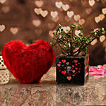 Jade Plant In Love You Always Vase & Red Heart