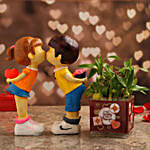 Bamboo Plant In Lucky to Have You Vase & Couple Figurine