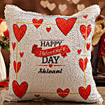 Personalised Heart Frame V Day Sequin Cushion