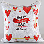 Personalised Heart Frame V Day Sequin Cushion