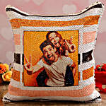 Personalised Colourful Lines Sequin Cushion