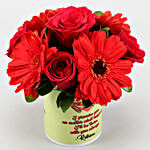 Mixed Flowers Arrangement In Personalised Mug and Cute Teddy