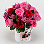 Mixed Flowers In Personalised V Day Mug and Love Umbrella Card