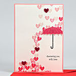 Mixed Pink Flowers In Sticker Vase and Love Umbrella Card