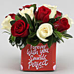 Mixed Roses In Sticker Vase and Love Umbrella Card