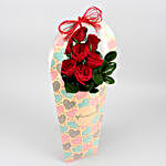 Red Roses In FNP Heart Sleeve and Love Umbrella Card