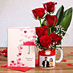 Red Roses In Personalised Mug and Love Umbrella Card