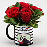Red Roses In Personalised Photo Mug and Cute Teddy