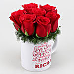 Red Roses In Personalised V Day Mug and Cadbury Dairy Milk