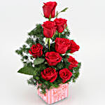 Red Roses In Sticker Vase and Love Umbrella Card