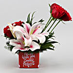 8 Red Roses & Lily In Forever With You Vase