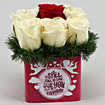 8 White Roses & 1 Red Rose In Fall In Love Vase