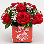 Bunch Of 10 Red Roses In Forever With You Sticker Vase