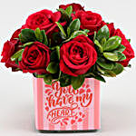 Bunch Of 10 Red Roses In You Have My Heart Sticker Vase