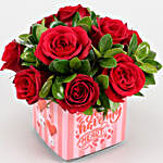Bunch Of 10 Red Roses In You Have My Heart Sticker Vase