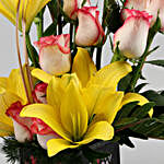 Roses & Lilies In Love You Vase