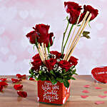 Bunch Of 12 Red Roses In Forever With You Sticker Vase
